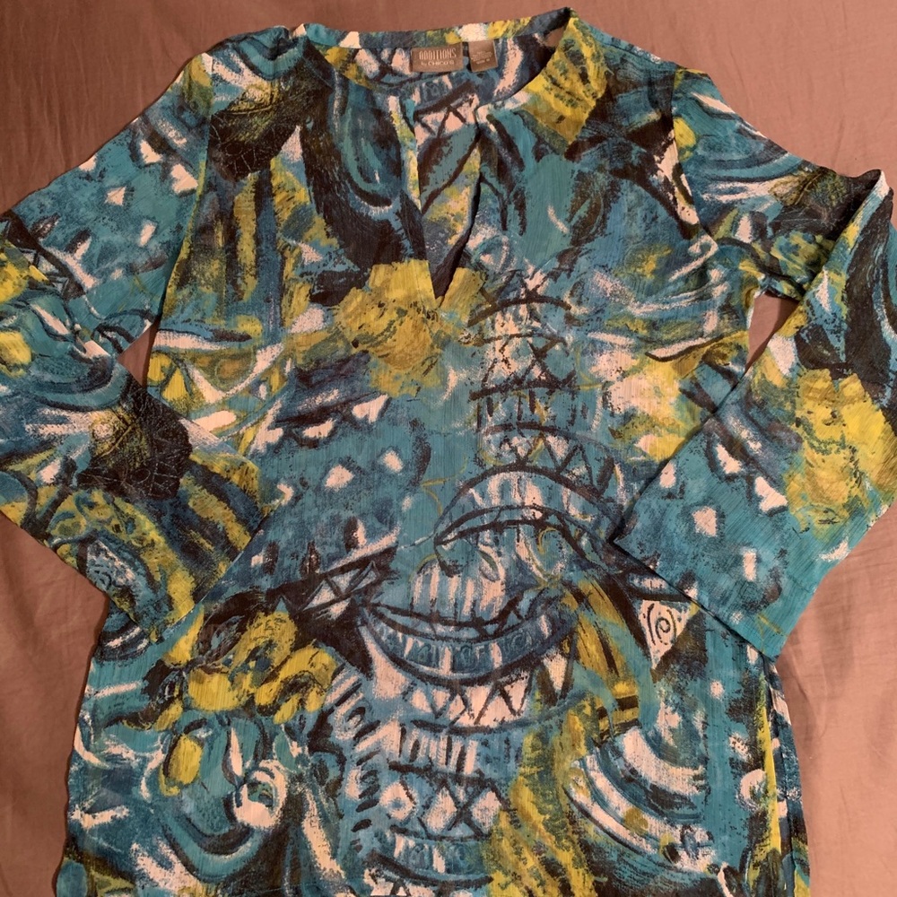 Chico’s turquoise lime green size 0 tunic like new